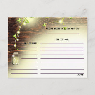 Rustiek hout Mason Jar String Lights Boom Recept Briefkaart