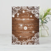 Rustiek hout Mason Jars Lights Kant Vrijgezellenfe Kaart (Staand voorkant)