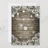 Rustiek hout Mason Jars Lights Kant Vrijgezellenfe Kaart (Voorkant)