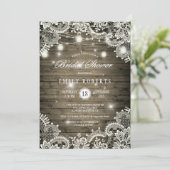 Rustiek hout Mason Jars Lights Kant Vrijgezellenfe Kaart (Staand voorkant)