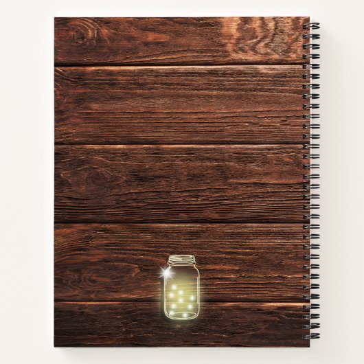 Rustiek Hout Mason String Lights Trouwdagboek Notitieboek (Achterkant)