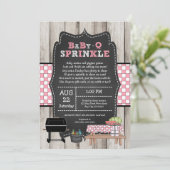 Rustiek Hout Meisje Baby Q Sprinkle, BBQ baby show Kaart (Staand voorkant)