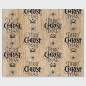 Rustiek hout Merry Christmas Woodland Christelijk Cadeaupapier (Vlak)
