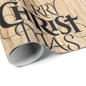 Rustiek hout Merry Christmas Woodland Christelijk Cadeaupapier (Rol Hoek)