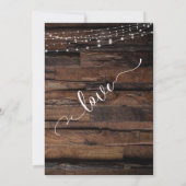 Rustiek hout met lichten, "Just Married"-calligraf Kaart (Achterkant)