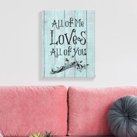 Rustiek Hout met Liefde Quote Canvas Afdruk (Insitu (Woonkamer))