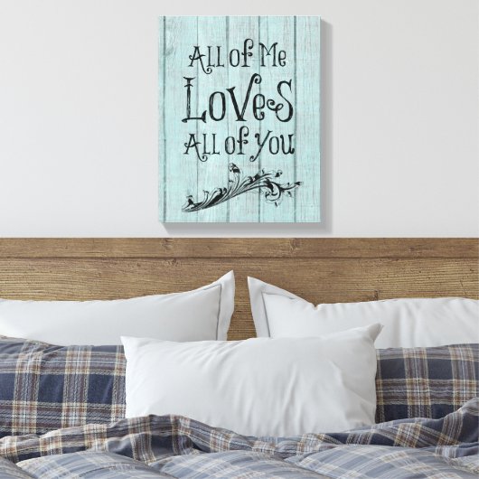 Rustiek Hout met Liefde Quote Canvas Afdruk (Insitu (Slaapkamer))