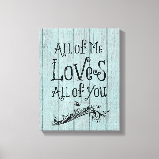 Rustiek Hout met Liefde Quote Canvas Afdruk (Voorkant)