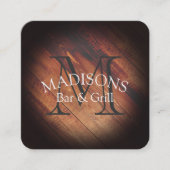 Rustiek hout met Monogram Vierkante Visitekaartje (Voorkant)