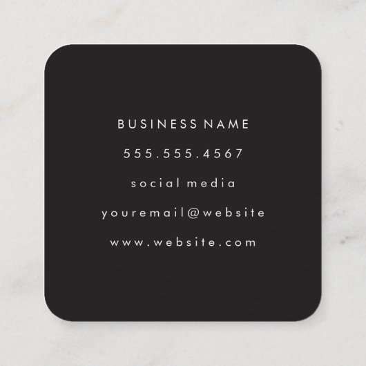 Rustiek hout met Monogram Vierkante Visitekaartje (Achterkant)