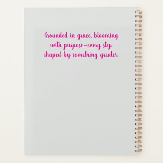 Rustiek hout met roze pioenenbloemen planner (Achterkant)