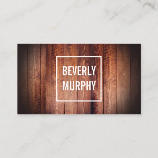 Rustiek hout met versiering en vignette visitekaartje (Voorkant)