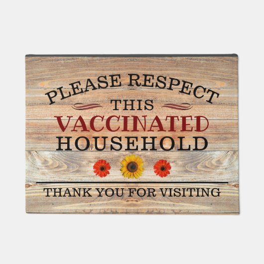 Rustiek Hout met Zonnebloem GEVACCINEERD Welkom Deurmat (Voorkant)