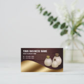 Rustiek Hout Metallic Goud Aroma Olie Parfum Fles Visitekaartje (Staand voorkant)