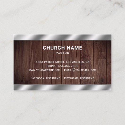 Rustiek Hout Metallic Jesus Christ Cross Pastor Visitekaartje (Achterkant)