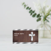 Rustiek Hout Metallic Jesus Christ Cross Pastor Visitekaartje (Staand voorkant)