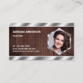 Rustiek Hout Metallic Onroerend goed Fotomakelaar Visitekaartje (Voorkant)