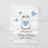 Rustiek hout metselaar jar boy's baby shower party informatiekaartje (Voorkant / Achterkant)