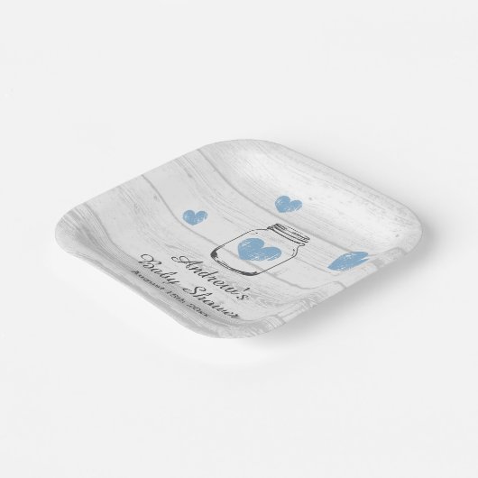 Rustiek hout metselaar jar boy's baby shower party papieren bordje (Gebogen)