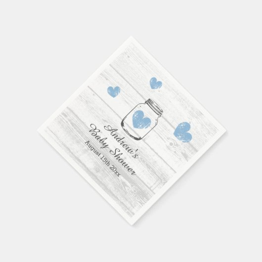 Rustiek hout metselaar jar boy's baby shower party servet (Hoek)