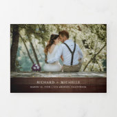 Rustiek hout minimaal 3 in 1 foto collage bruiloft drieluik uitnodiging (Cover)