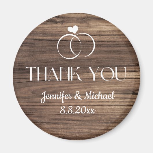Rustiek hout minimaal dank u trouwringen magneet (Voorkant)