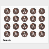 Rustiek hout | Modern Monogram retouradreslabel Ronde Sticker (Vel)