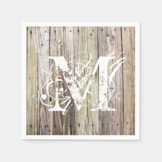 Rustiek hout monogram cocktail servetten