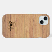 Rustiek Hout monogram iPhone Hoesje (Achterkant horizontaal)