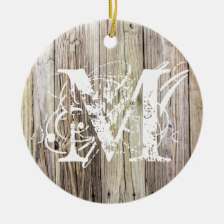 Rustiek Hout Monogrammed Kerst Ornament