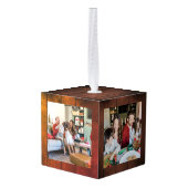 Rustiek hout monogrammed Kerstmis Familie 3 Foto Decoratie (Achter hoekig)