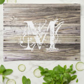 Rustiek Hout Monogrammed Keuken Handdoek (Gevouwen)