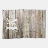 Rustiek Hout Monogrammed Keuken Handdoek (Horizontaal)