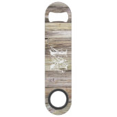 Rustiek Hout Monogrammed Speed Bottle Opener Flessenopener (Voorkant)