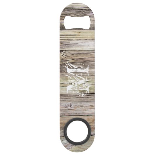 Rustiek Hout Monogrammed Speed Bottle Opener Speed Flessenopener (Achterkant)