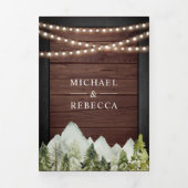 Rustiek Hout Mountain Forest Foto Collage Bruiloft Drieluik Uitnodiging (Cover)