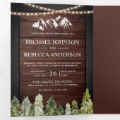 Rustiek Hout Mountain Forest Foto Collage Bruiloft Drieluik Uitnodiging (Binnenzijde eerst)