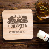 Rustiek hout Mr en Mrs bruidegom trouwgunst Kartonnen Onderzetters