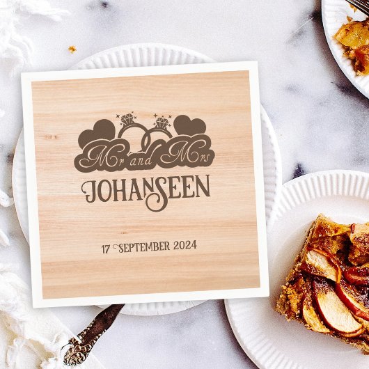 Rustiek hout Mr en Mrs Elegant Boerderij Bruiloft Servet