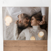 Rustiek hout multi foto Kerstmis Drieluik Wenskaart (Binnenzijde eerst)