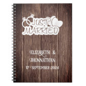 Rustiek hout net getrouwd elegante bruiloft planne notitieboek (Voorkant)