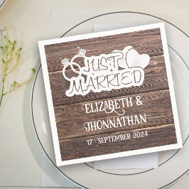 Rustiek hout net getrouwd elegante country bruilof servet
