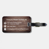 Rustiek hout net getrouwd wit typografie paar bagagelabel (Achterkant horizontaal)