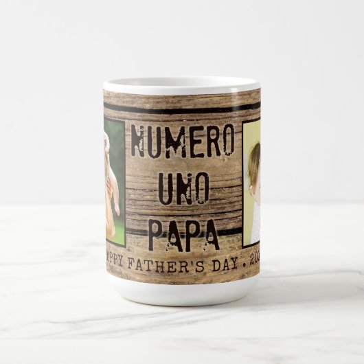 Rustiek Hout NUMERO UNO PAPA Foto Vaderdag Koffiemok (Center)
