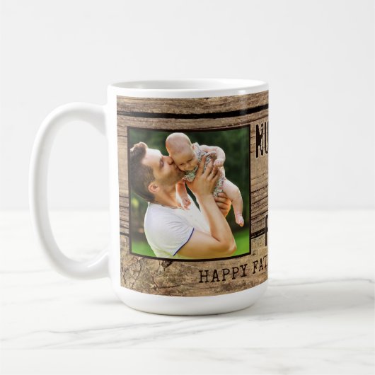 Rustiek Hout NUMERO UNO PAPA Foto Vaderdag Koffiemok (Links)