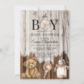 Rustiek Hout Oh Boy Baby shower Uitnodiging (Voorkant)