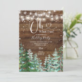 Rustiek Hout Oh Wat leuk Pine Trees Vakantie Party Kaart (Staand voorkant)