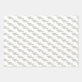 Rustiek Hout Olijfgroen Sneeuwvlok Happy Holiday Inpakpapier Vel (Voorkant 2)