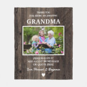 Rustiek hout oma dank u gepersonaliseerd fleece deken (Voorkant)