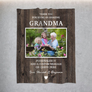 Rustiek hout oma dank u gepersonaliseerd fleece deken